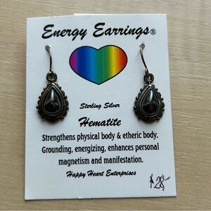Sterling Silver Hematite Teardrop Earrings